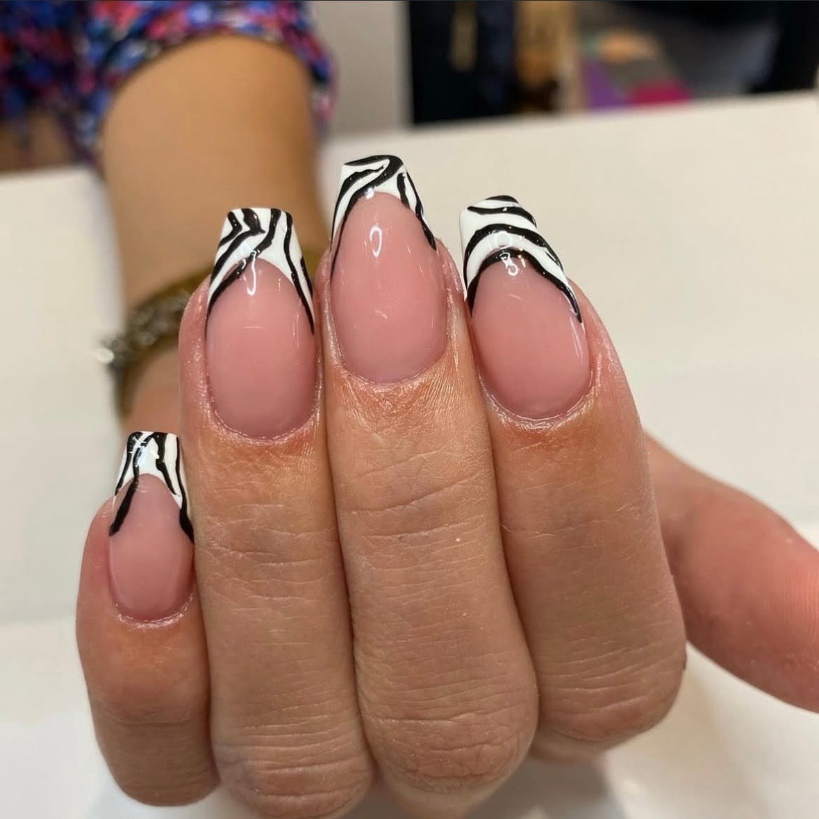 Zebra pattern French tips