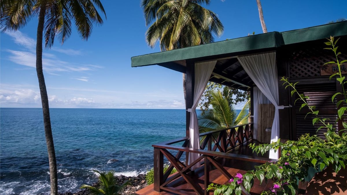 Ocean view bungalow terrace at Club Santana Beach & Resort