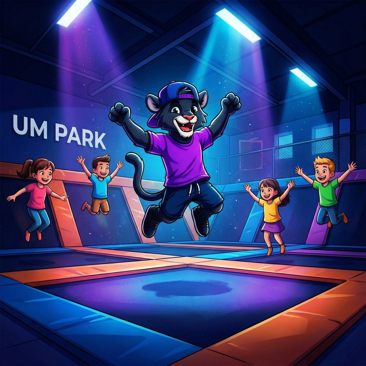 UMPARK Ostrava – maskot na trampolíně s dětmi