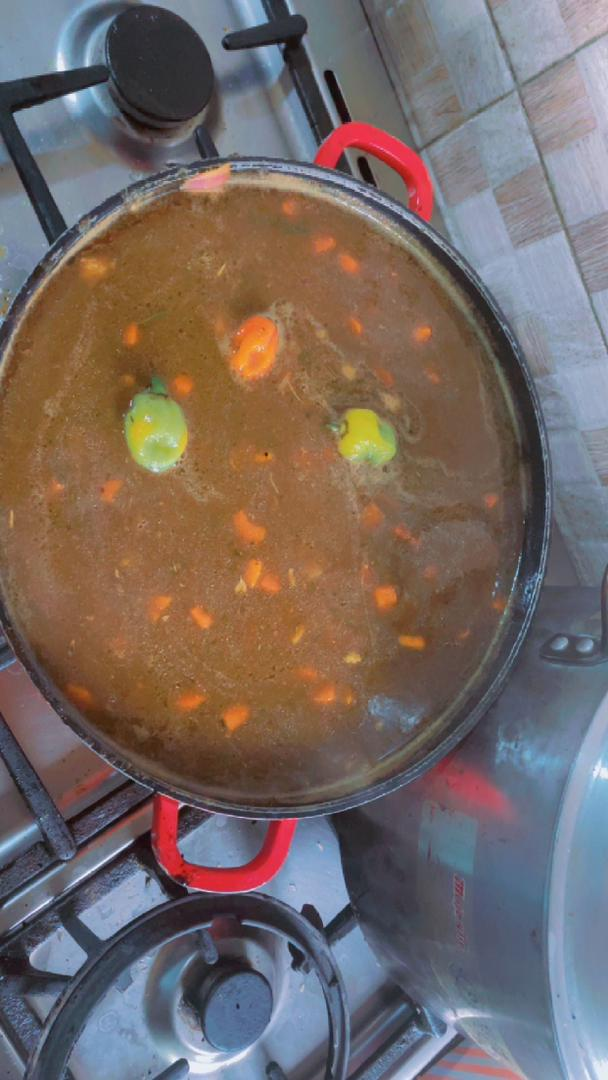 Large pot of stew being cooked fresh for the TWHM meal programme