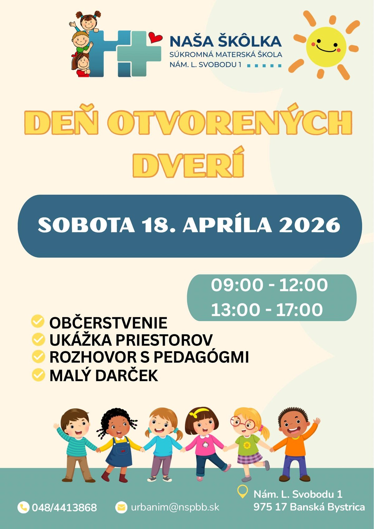 Plagát – Deň otvorených dverí NAŠA ŠKÔLKA