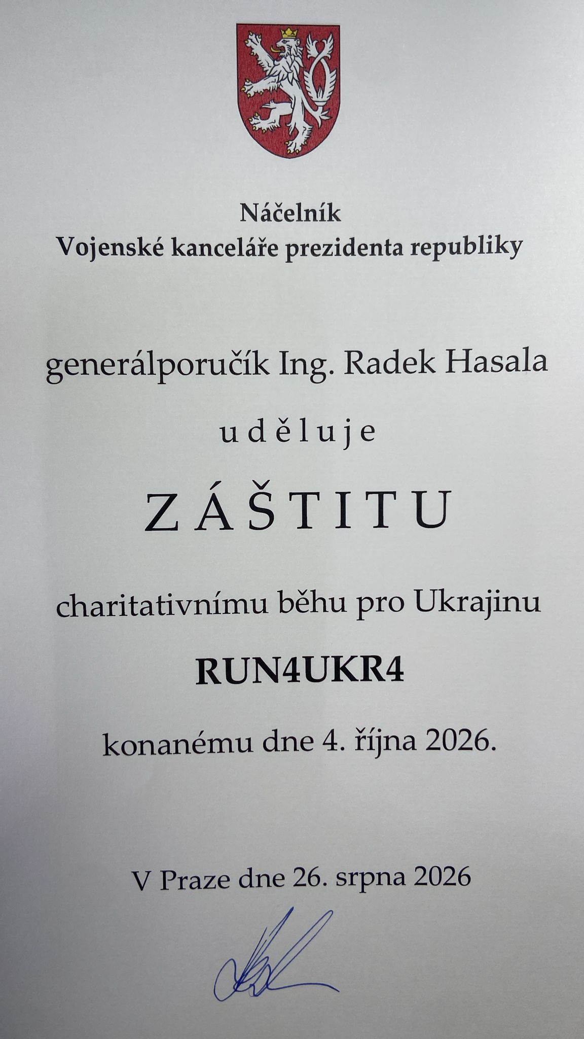 Záštita charitativního běhu RUN4UKR4