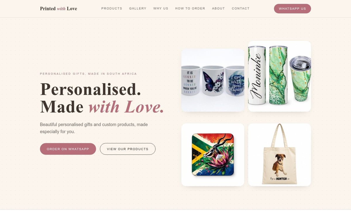 Preview of the Printed with Love website