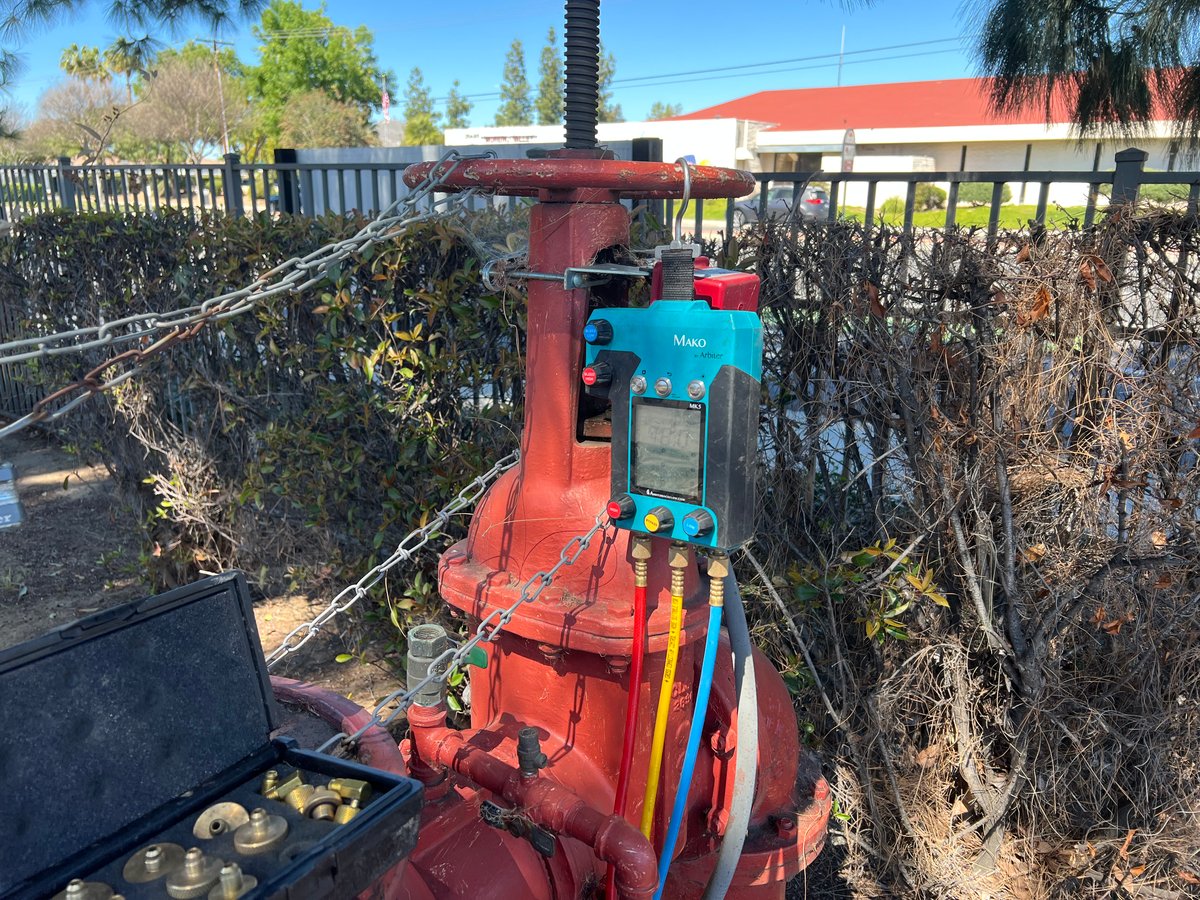 Large outdoor backflow preventer assembly annual testing