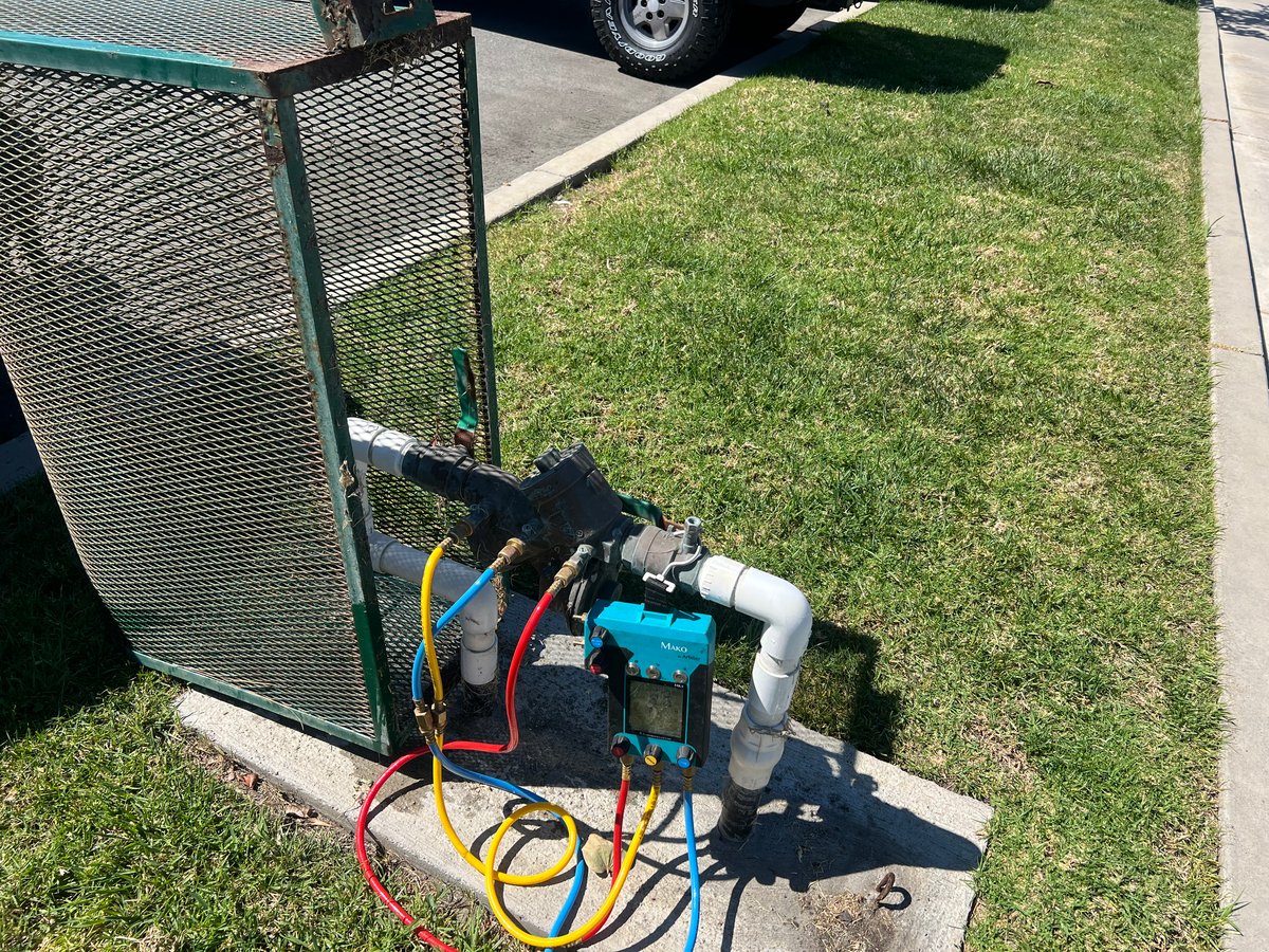 Landscape irrigation backflow assembly testing in protective cage
