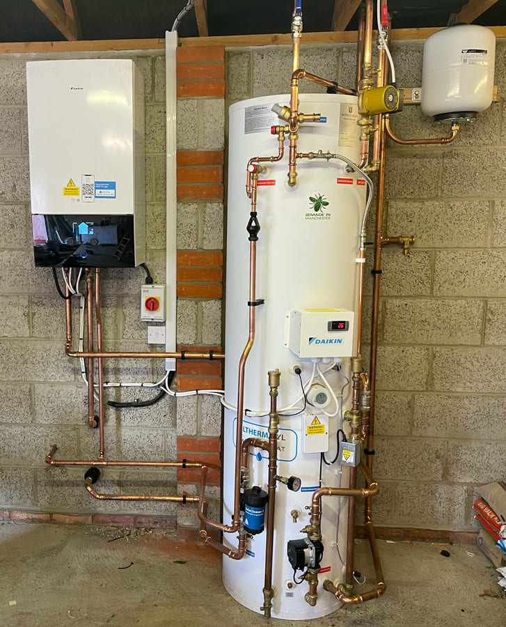 After heat pump install — 3-bed semi in Colchester