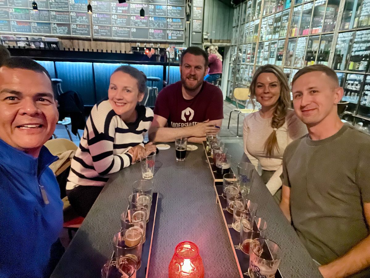 Craft beer flight tasting at the bar