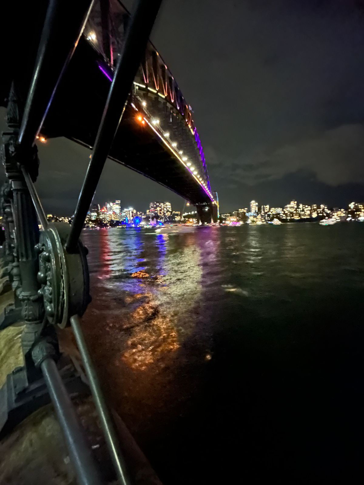 Under the Sydney Harbour Bridge at night