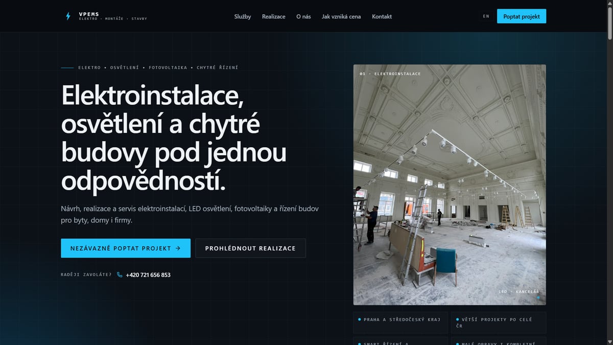Náhled webu VP ElektroMontStav