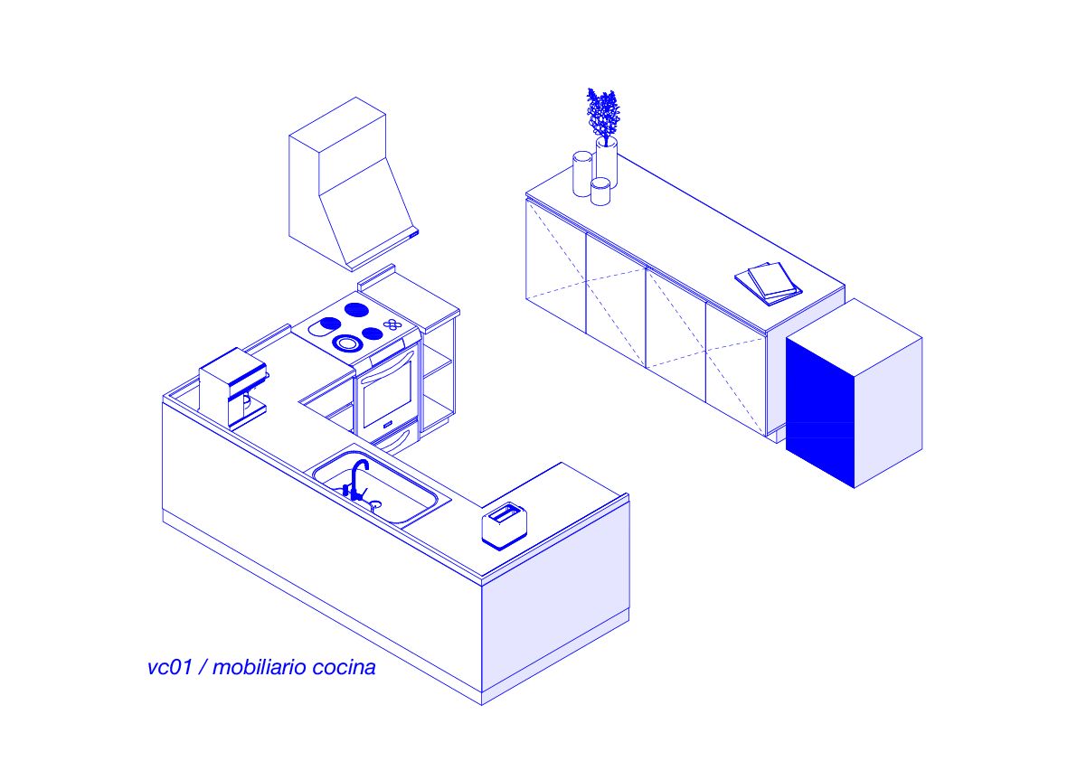 Cocina a medida — cierre técnico vc01, isométrico general