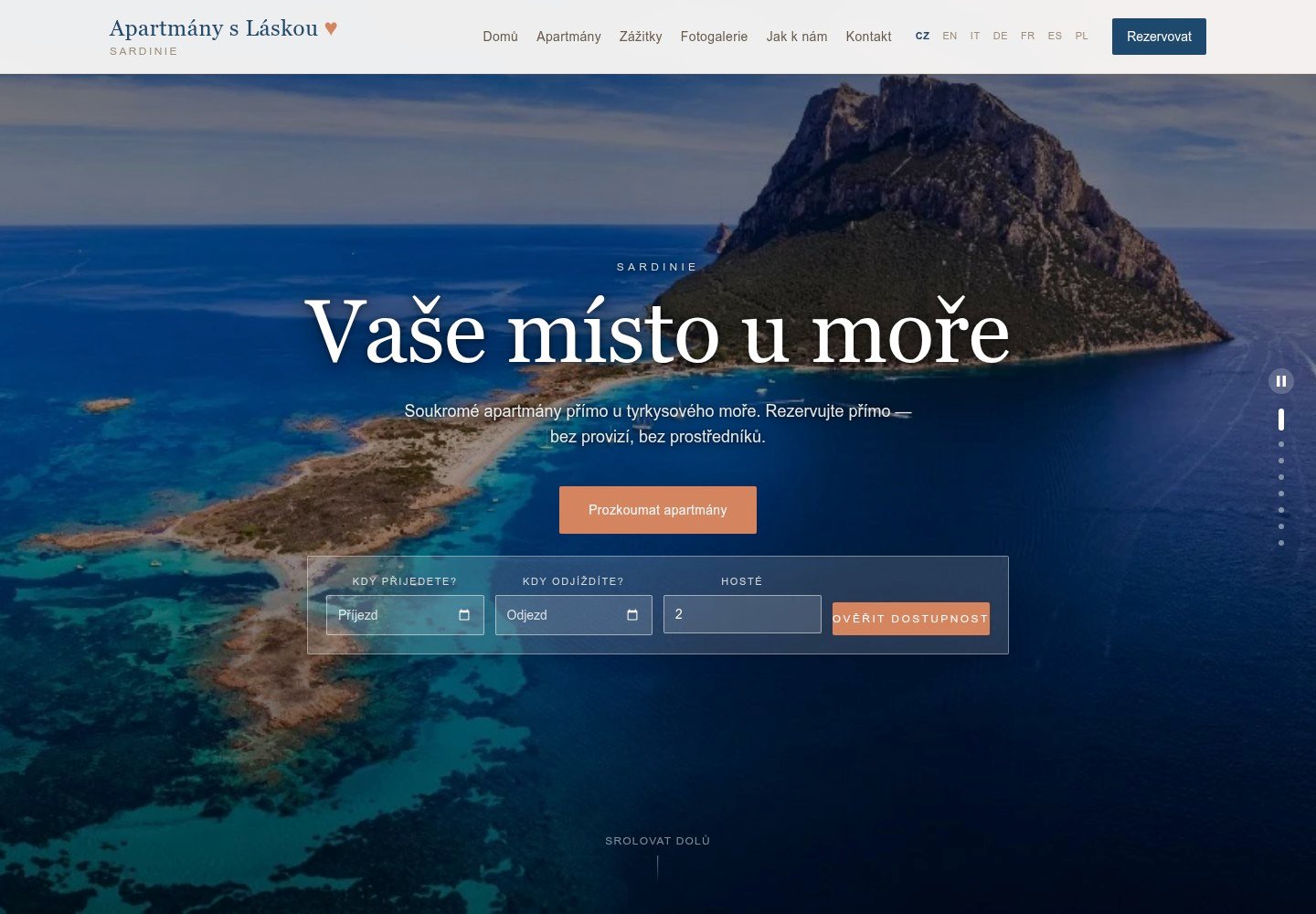 Apartmány s Láskou – aktuální úvodní stránka webu