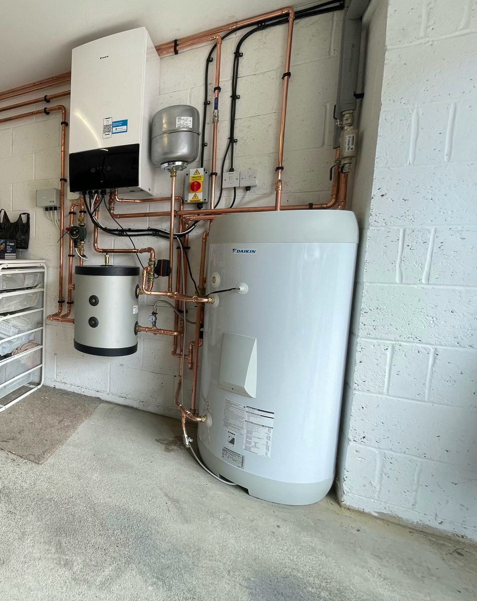 Outdoor unit mounted on rear elevation