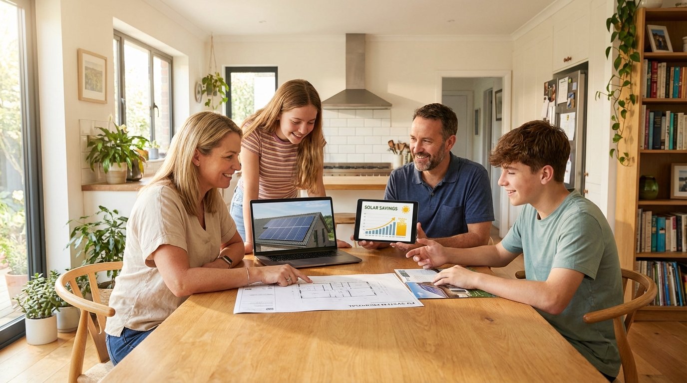 Rodina konzultuje fotovoltaiku