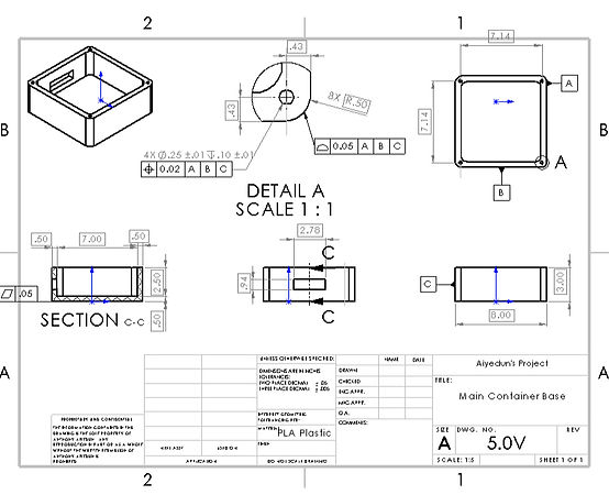 2D CAD drawing of the main base
