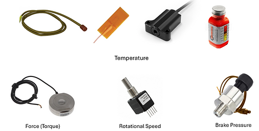 Sensors integrated into the brake dynamometer