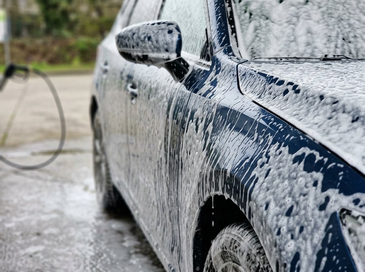 Sněhová pěna při ručním mytí karoserie