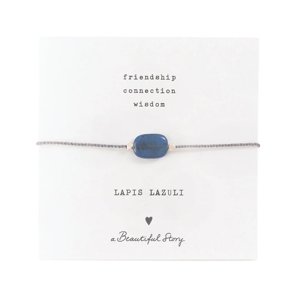 Edelsteenkaart Lapis Lazuli Zilverkleurige Armband – Zilverkleurig