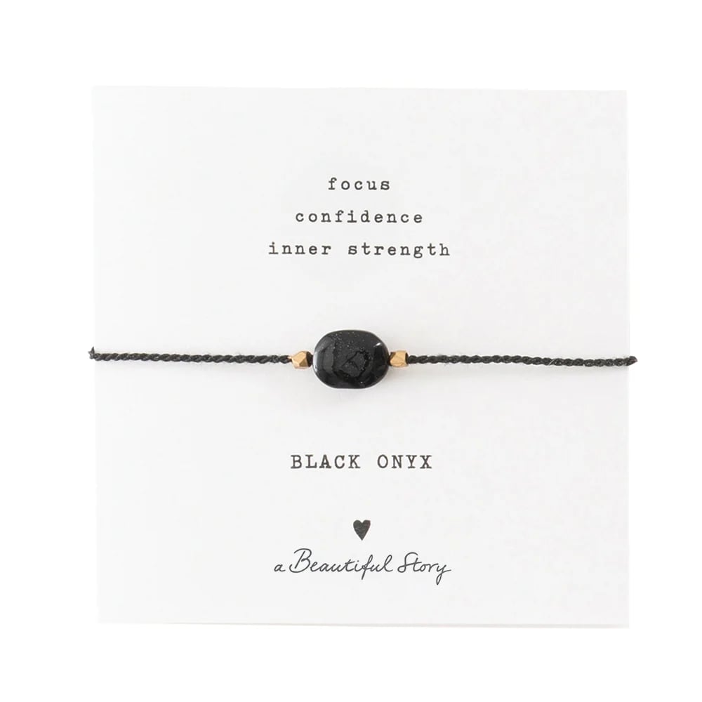 Edelsteenkaart Zwarte Onyx Goudkleurige Armband – Goudkleurig