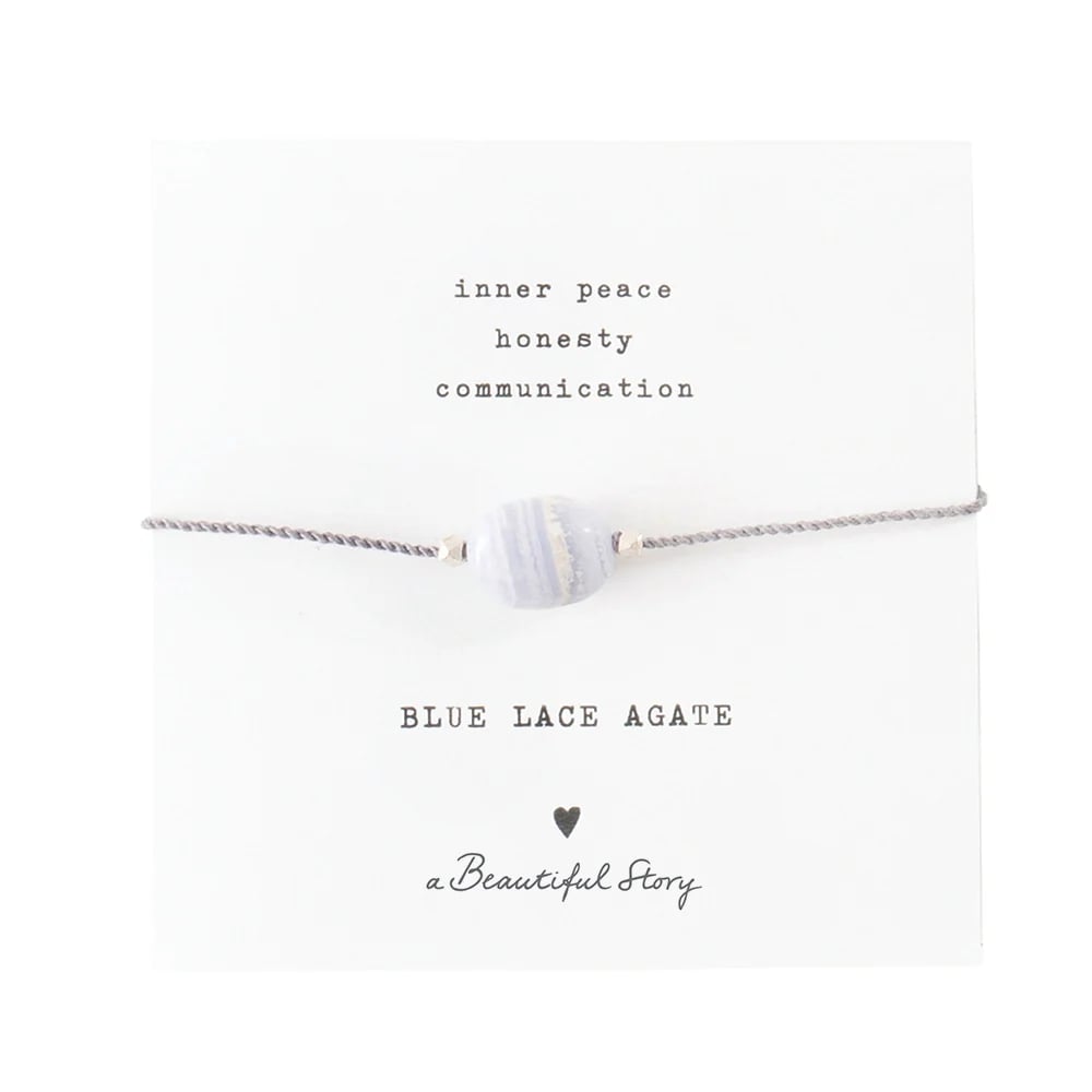 Edelsteenkaart Blauwe Agaat Zilverkleurige Armband – Zilverkleurig