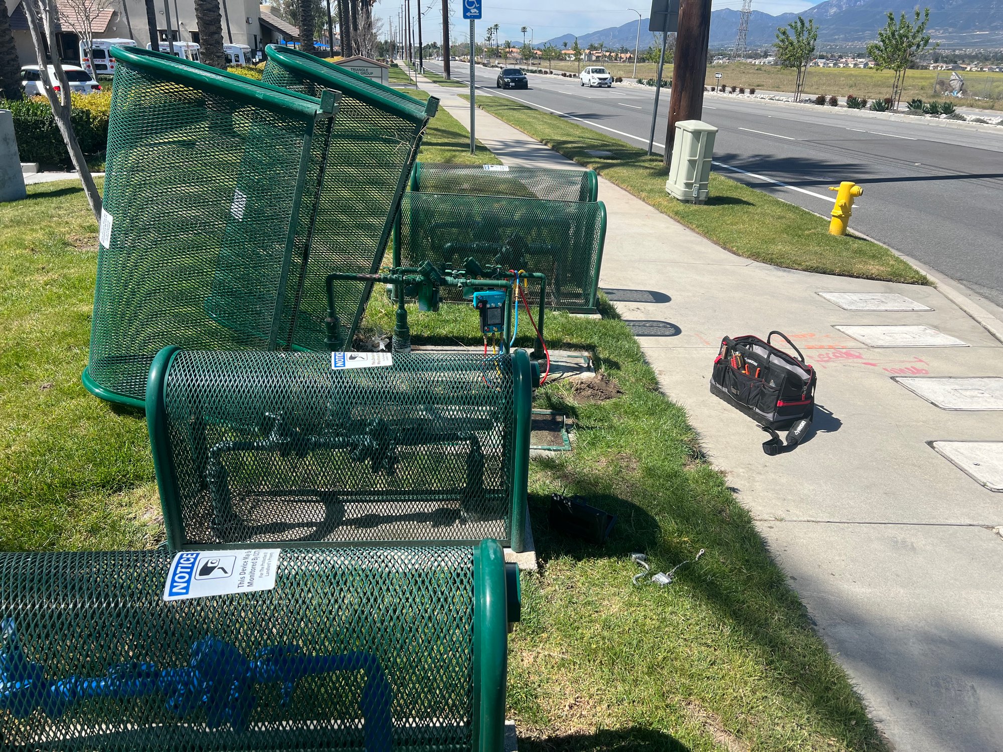Multiple commercial backflow preventers installed at job site