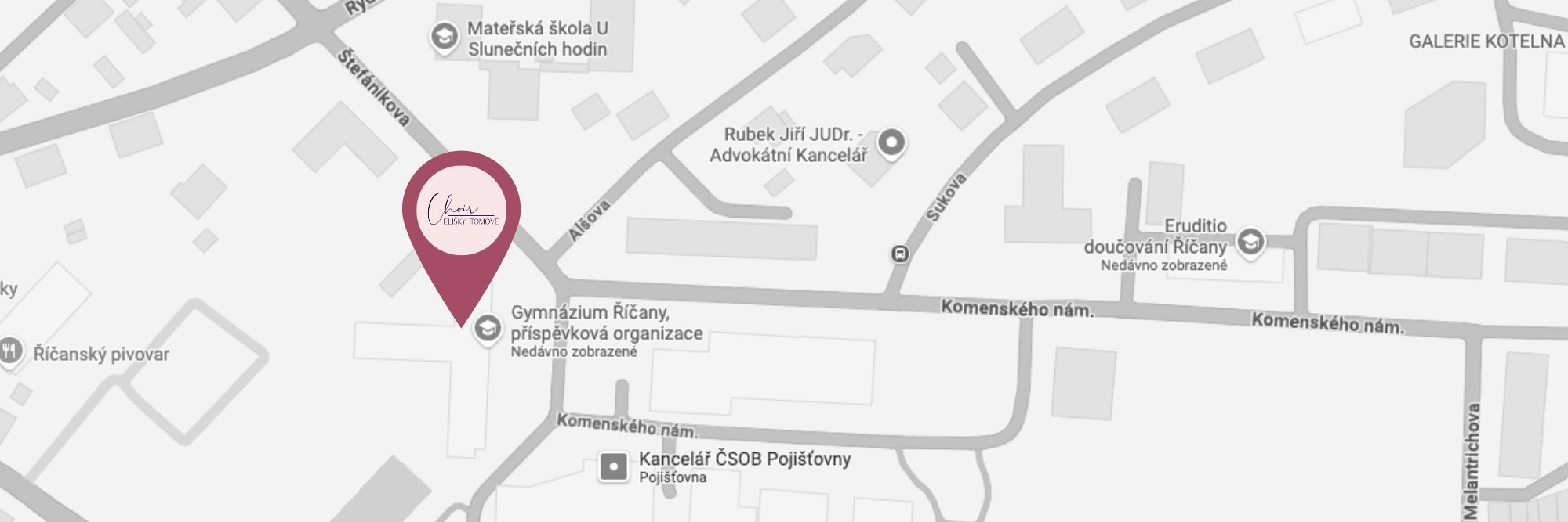 Mapa – Gymnázium Říčany, sídlo sboru