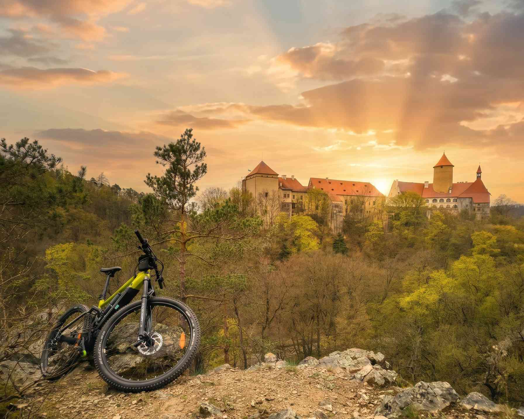 Veveří Castle panorama at golden hour