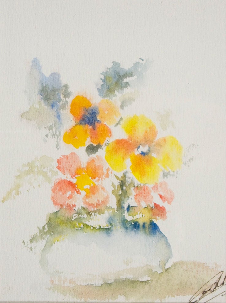 Landelijke bloemen in blauwe