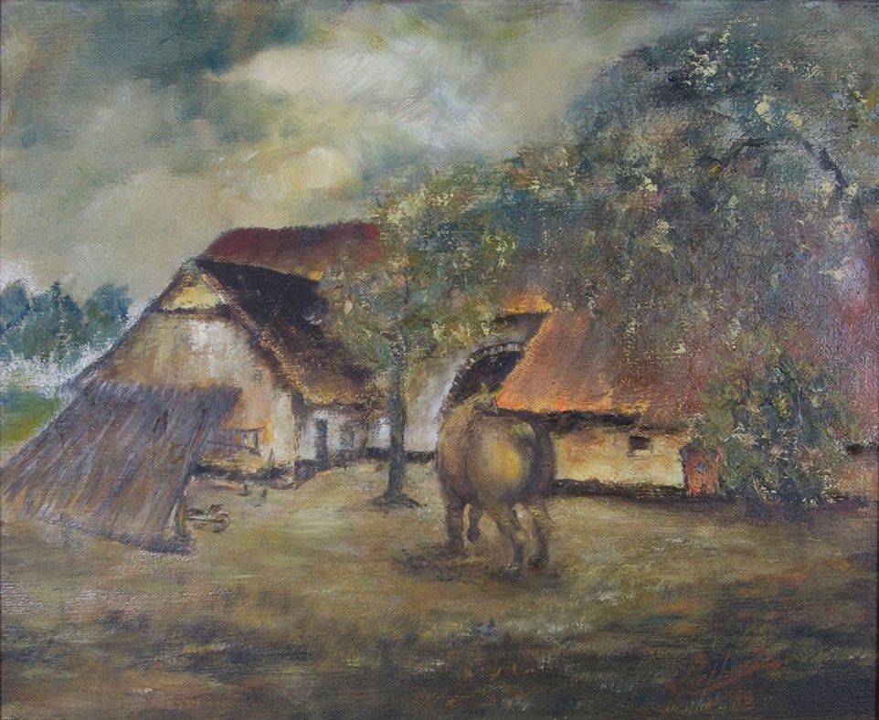 Paard op de erf