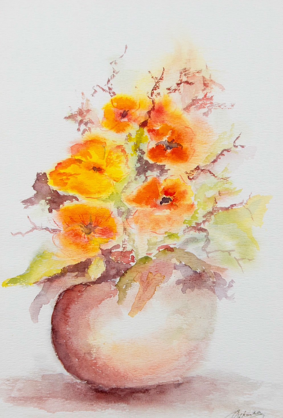 Bloemenboeket in aarden pot