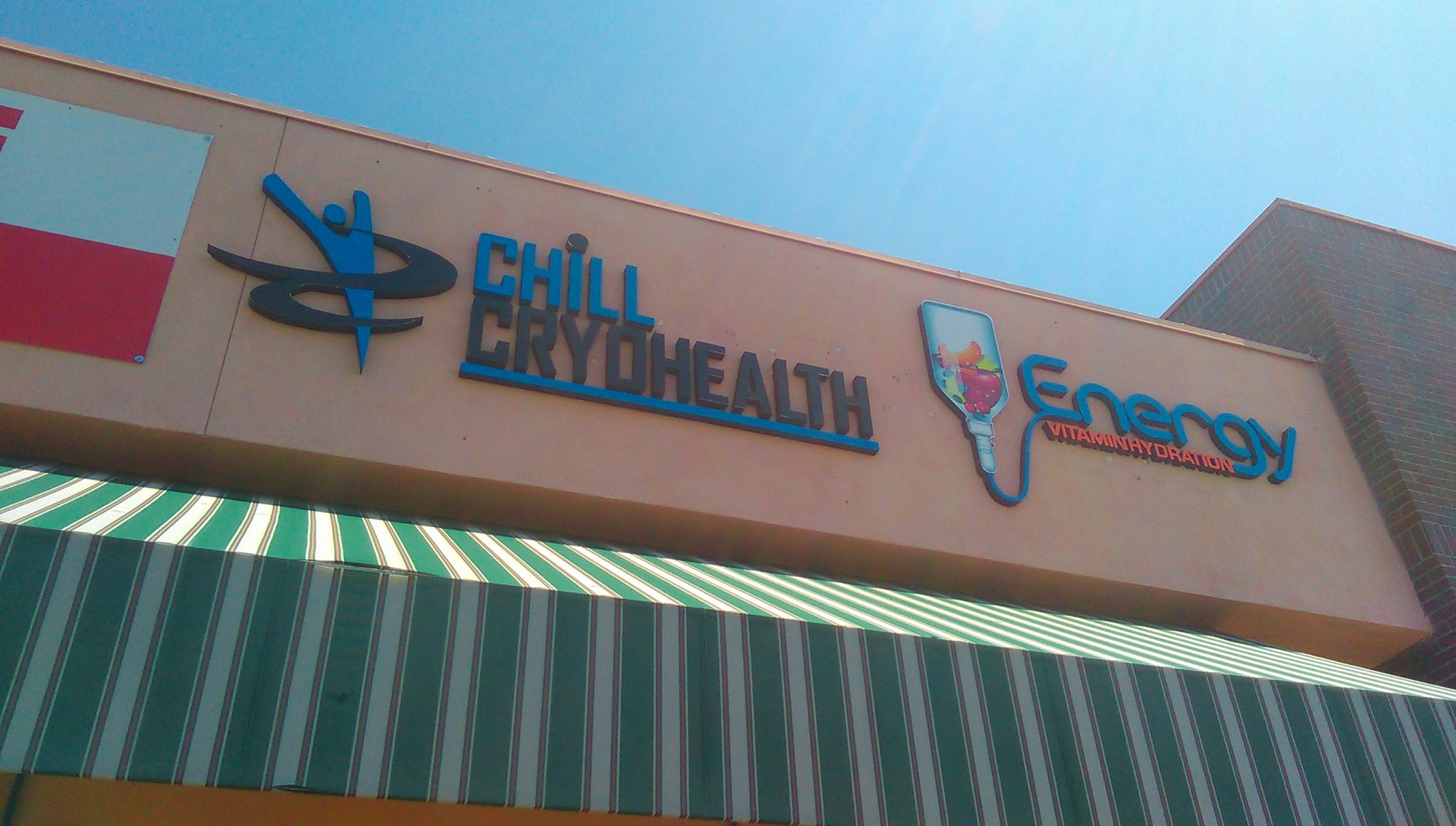 Blue dimensional 3D letters for Chill Cryohealth sign installation