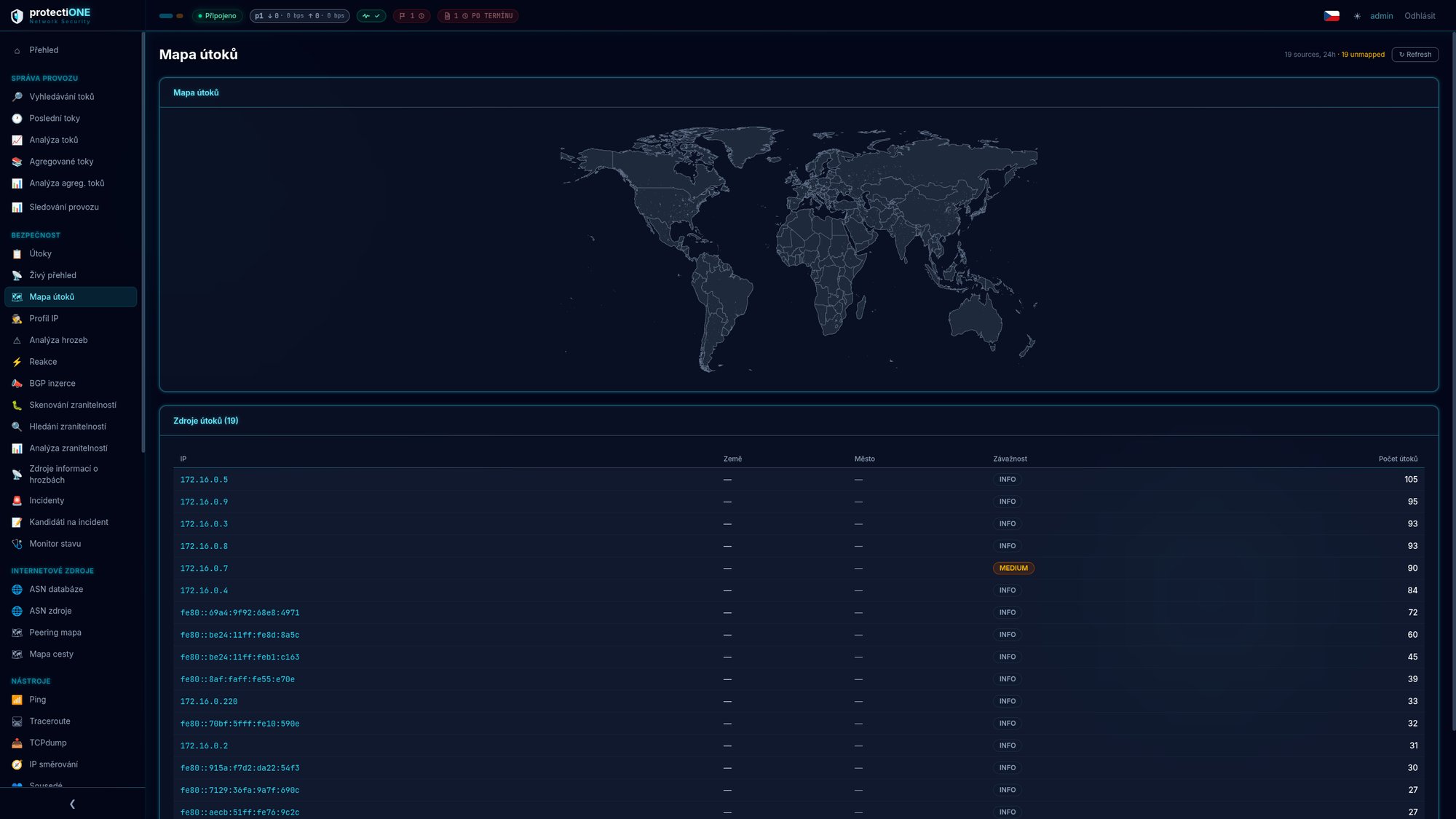 Protectione Network Security Attack Map – globální vizualizace kybernetických hrozeb
