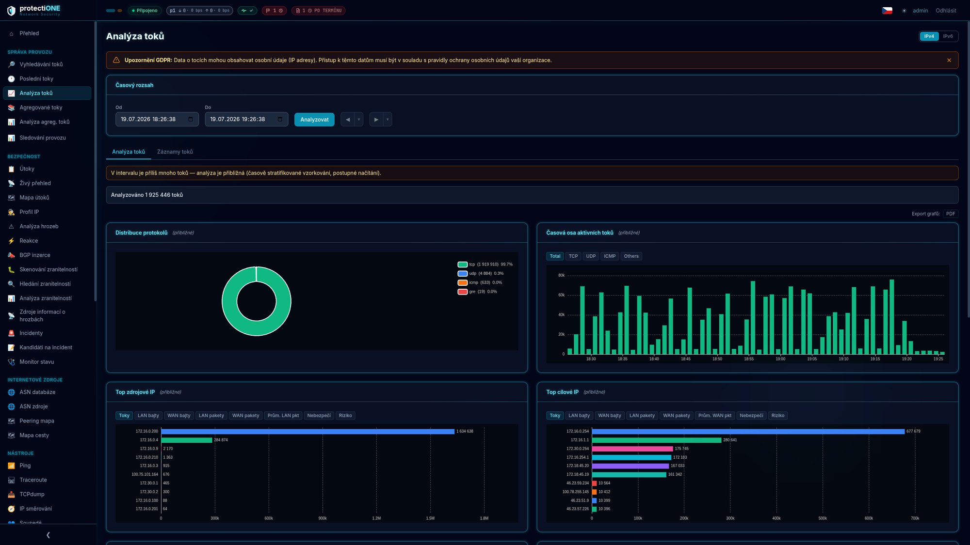Protectione Network Security Flow Analysis – analýza síťových protokolů
