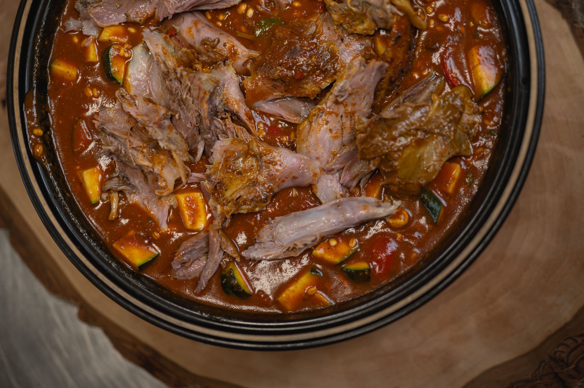 Krupové ragú s cuketou — pohľad zhora