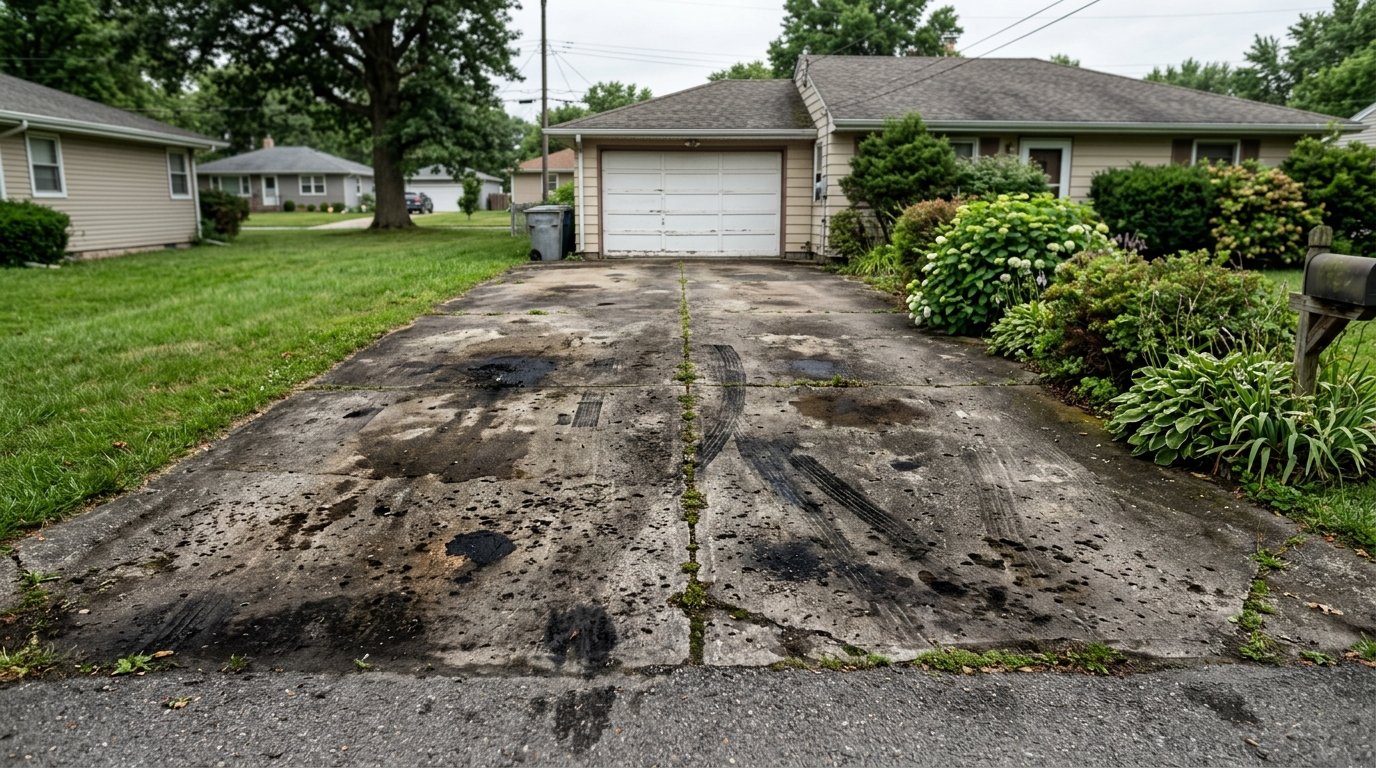 Driveway before cleaning