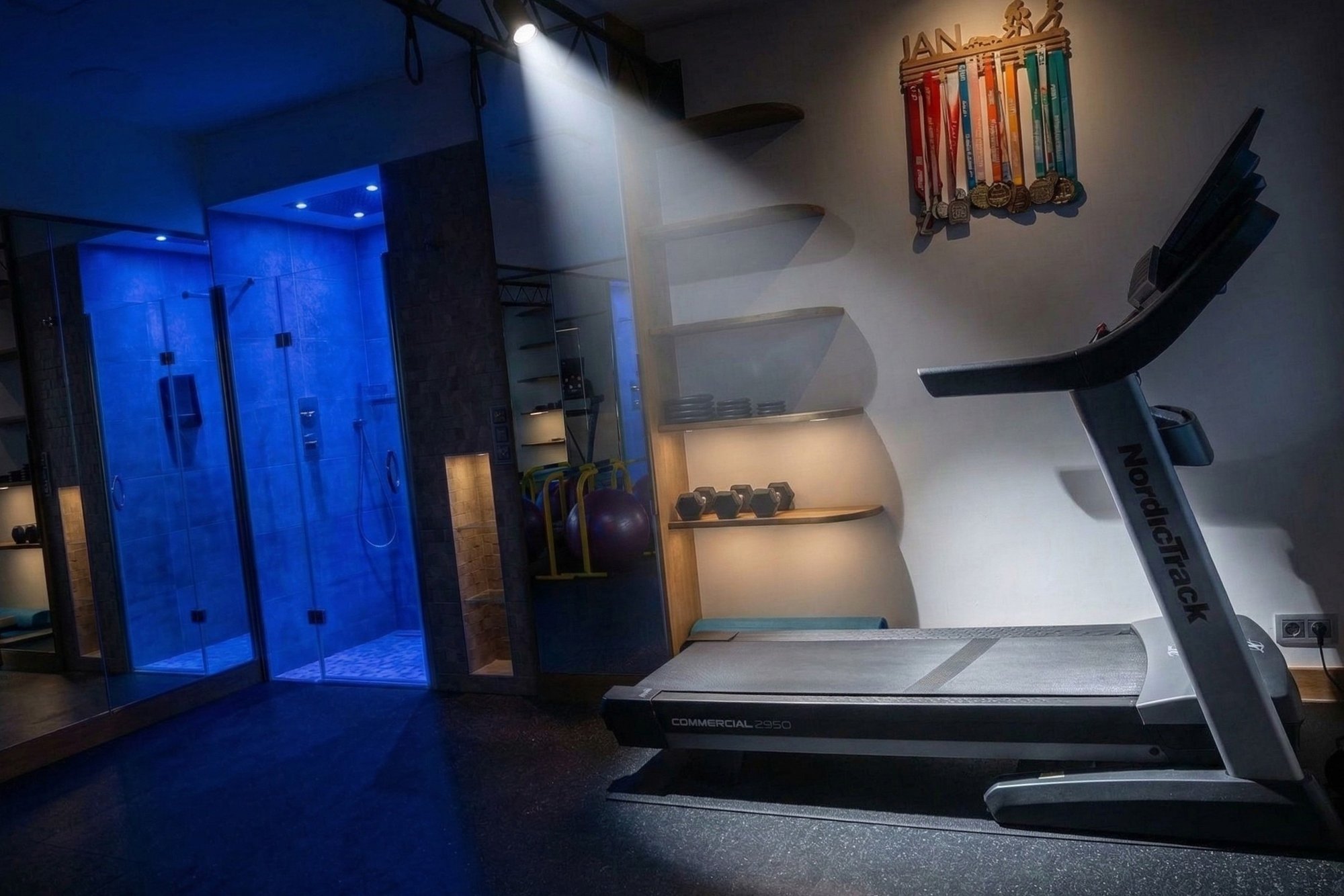 Fitness studio by night