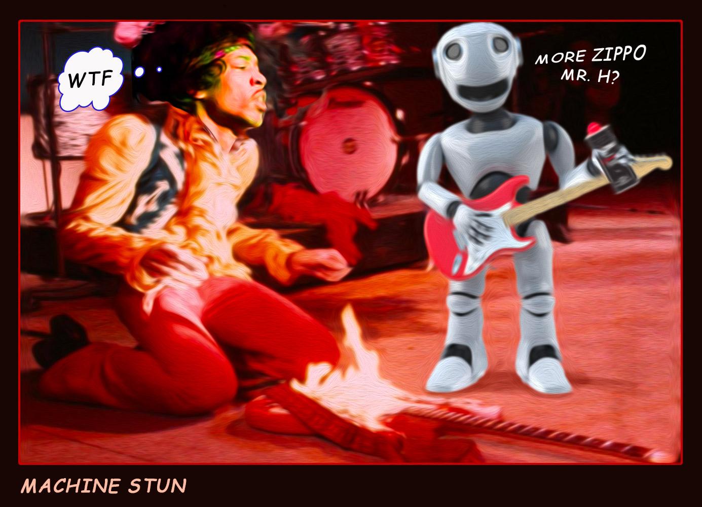 Hendrix Machine Stun — Musictoons cartoon by Peter Gillies