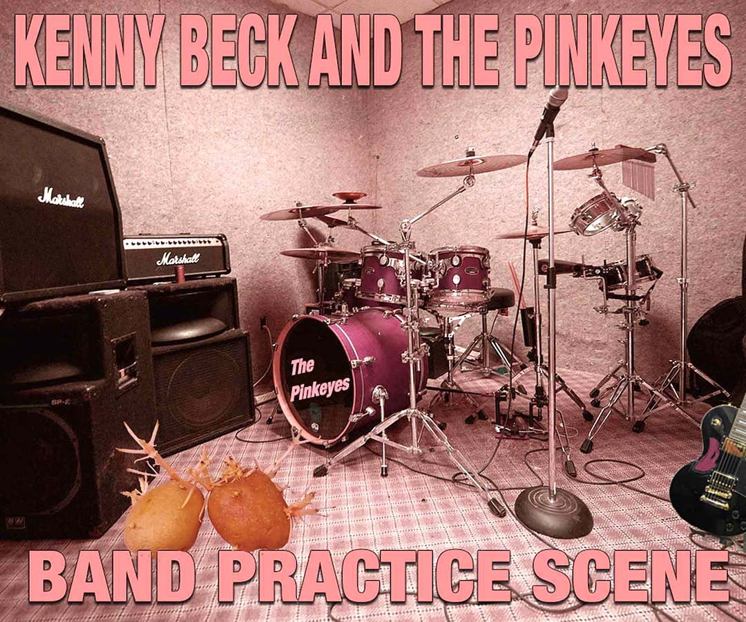 Kenny Beck Pinkeyes — Musictoons cartoon by Peter Gillies