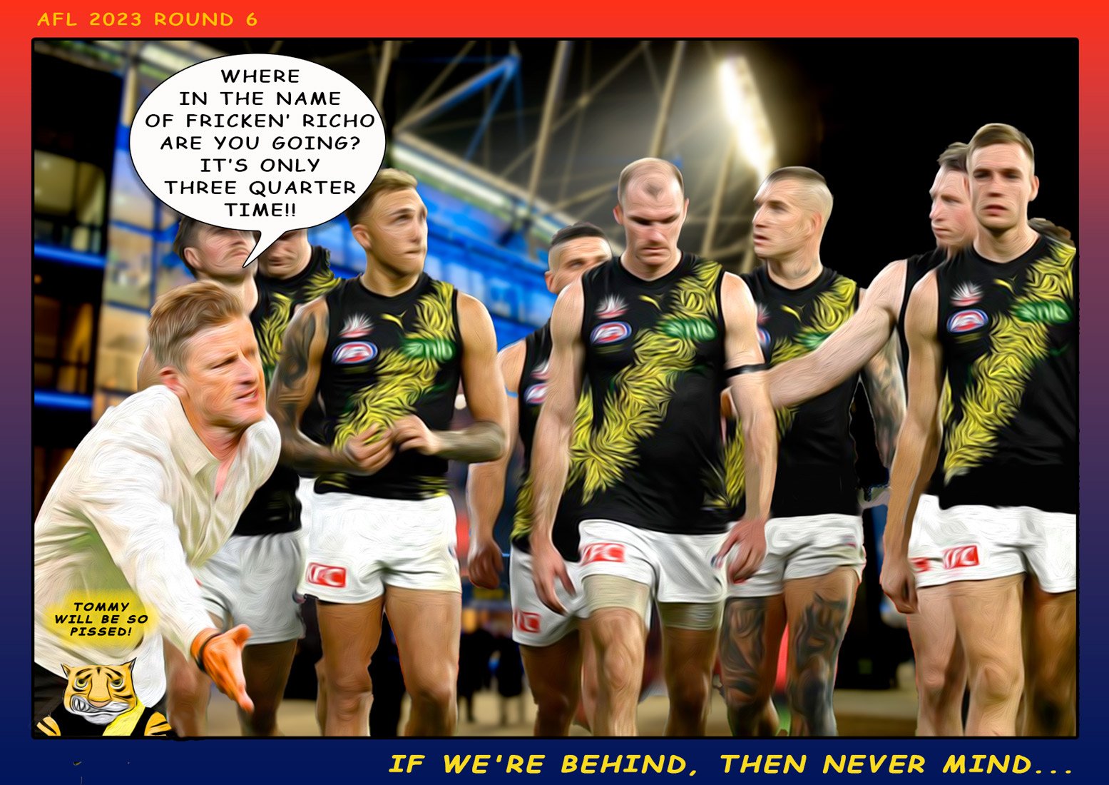 Tiger Fade Out — Footy cartoon by Peter Gillies