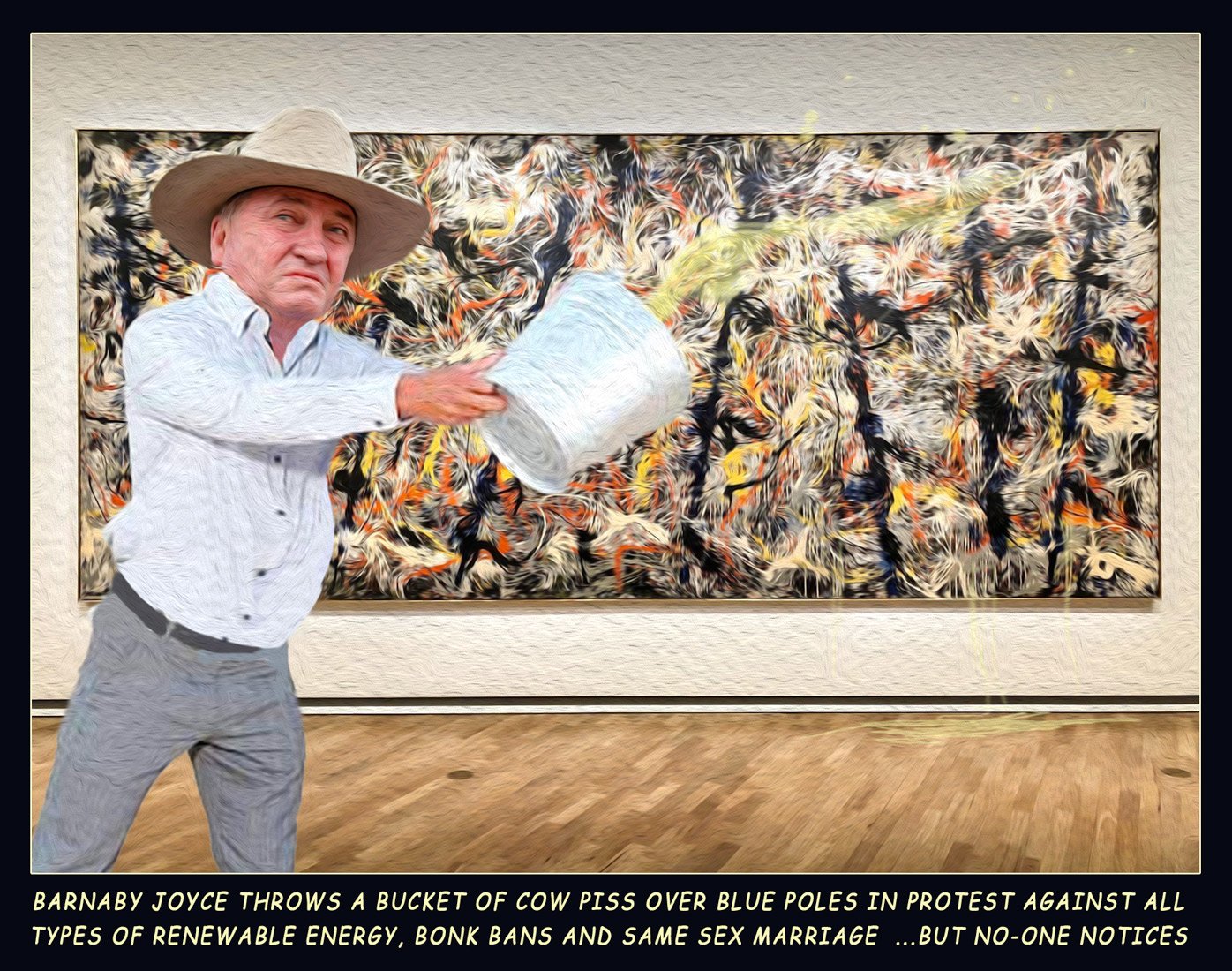 Barnaby Cow Piss — Polliedom cartoon by Peter Gillies