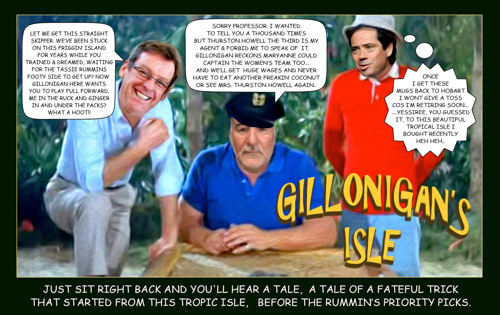 Gillonigans Isle — Footy cartoon by Peter Gillies