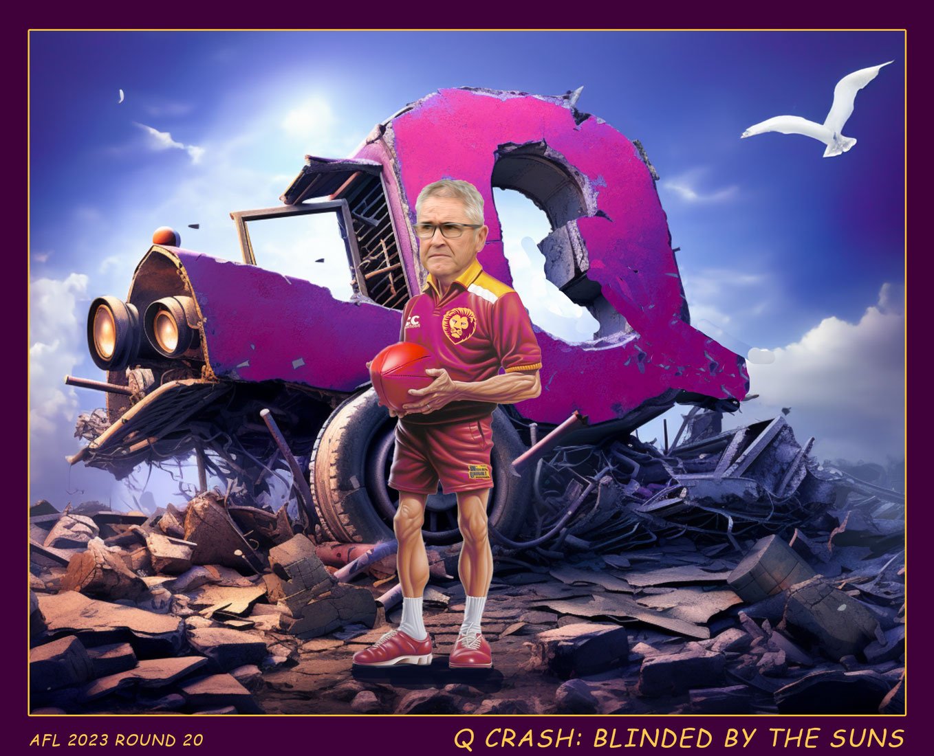 Q Crash — Footy cartoon by Peter Gillies