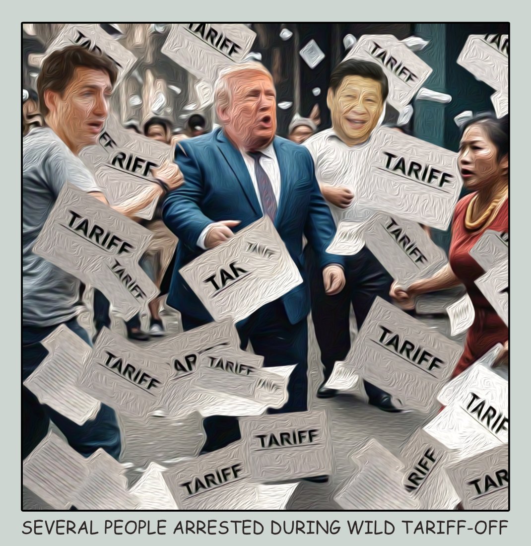 Tariff Off — Polliedom cartoon by Peter Gillies