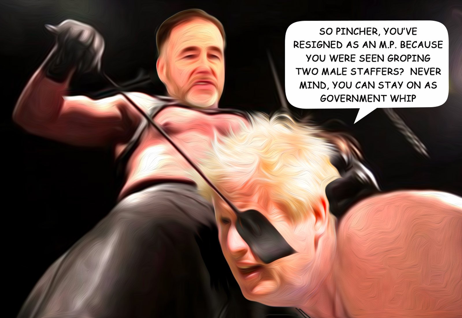 Pincher — Polliedom cartoon by Peter Gillies