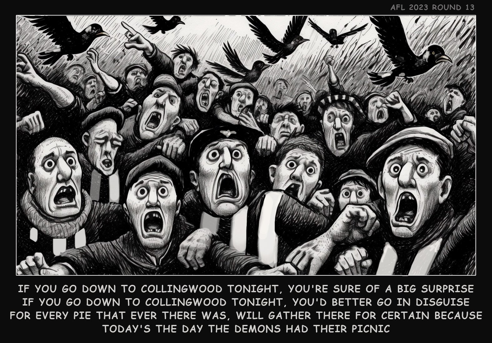 Demons Picnic — Footy cartoon by Peter Gillies