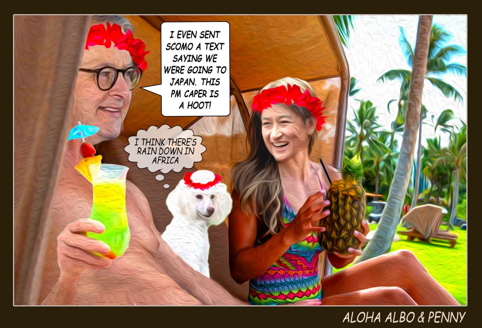 Aloha Albo — Polliedom cartoon by Peter Gillies