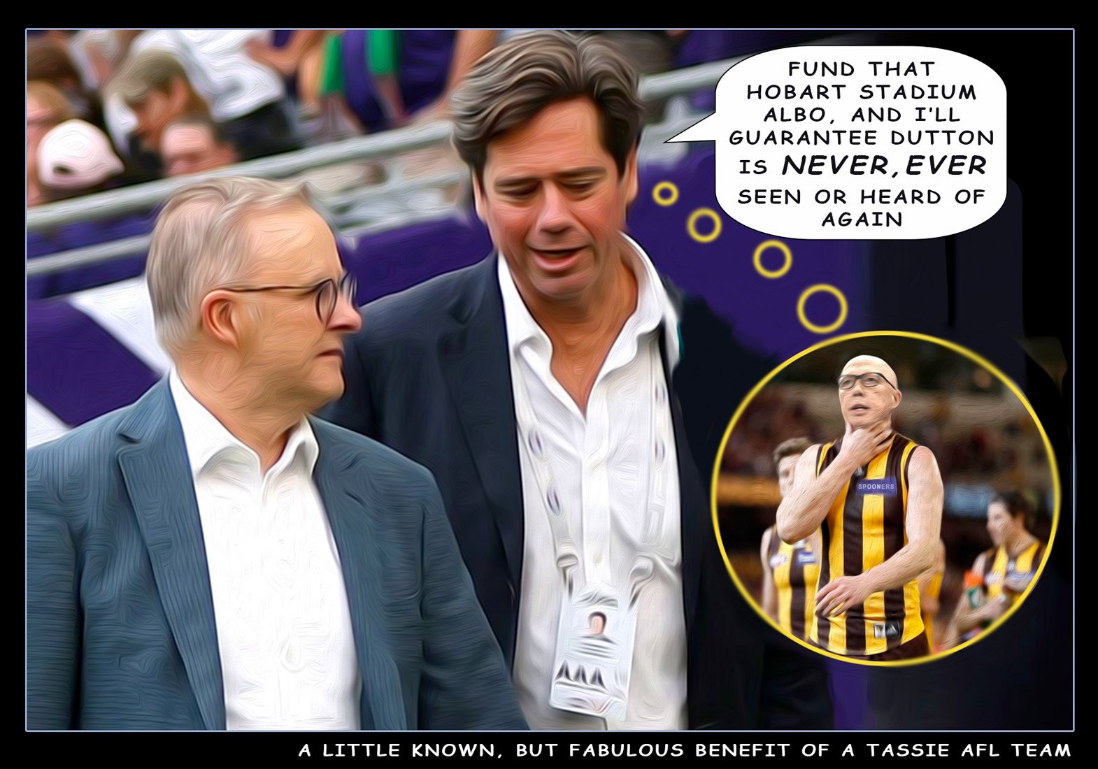 Tassie Team — Footy cartoon by Peter Gillies