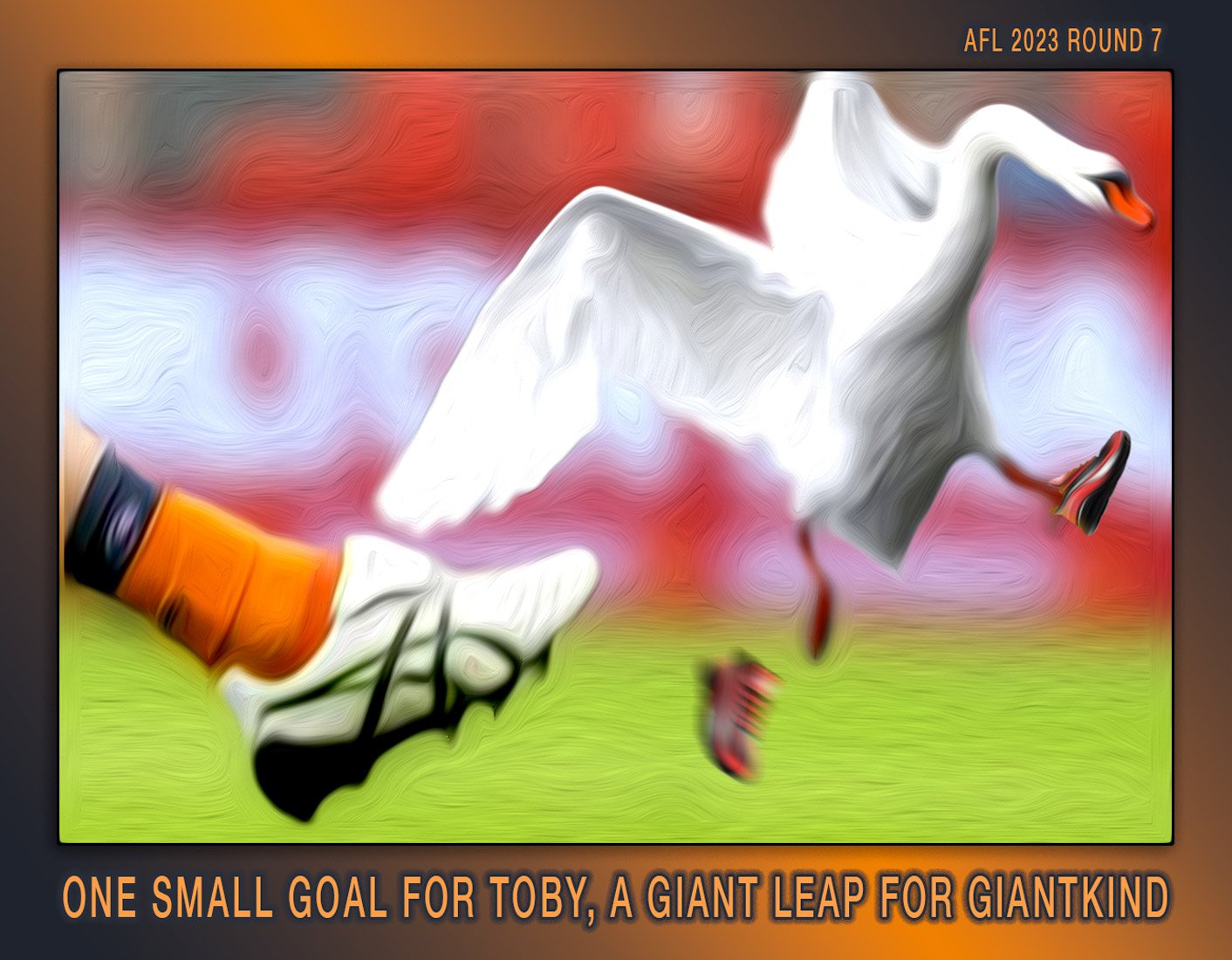 Giant Step — Footy cartoon by Peter Gillies