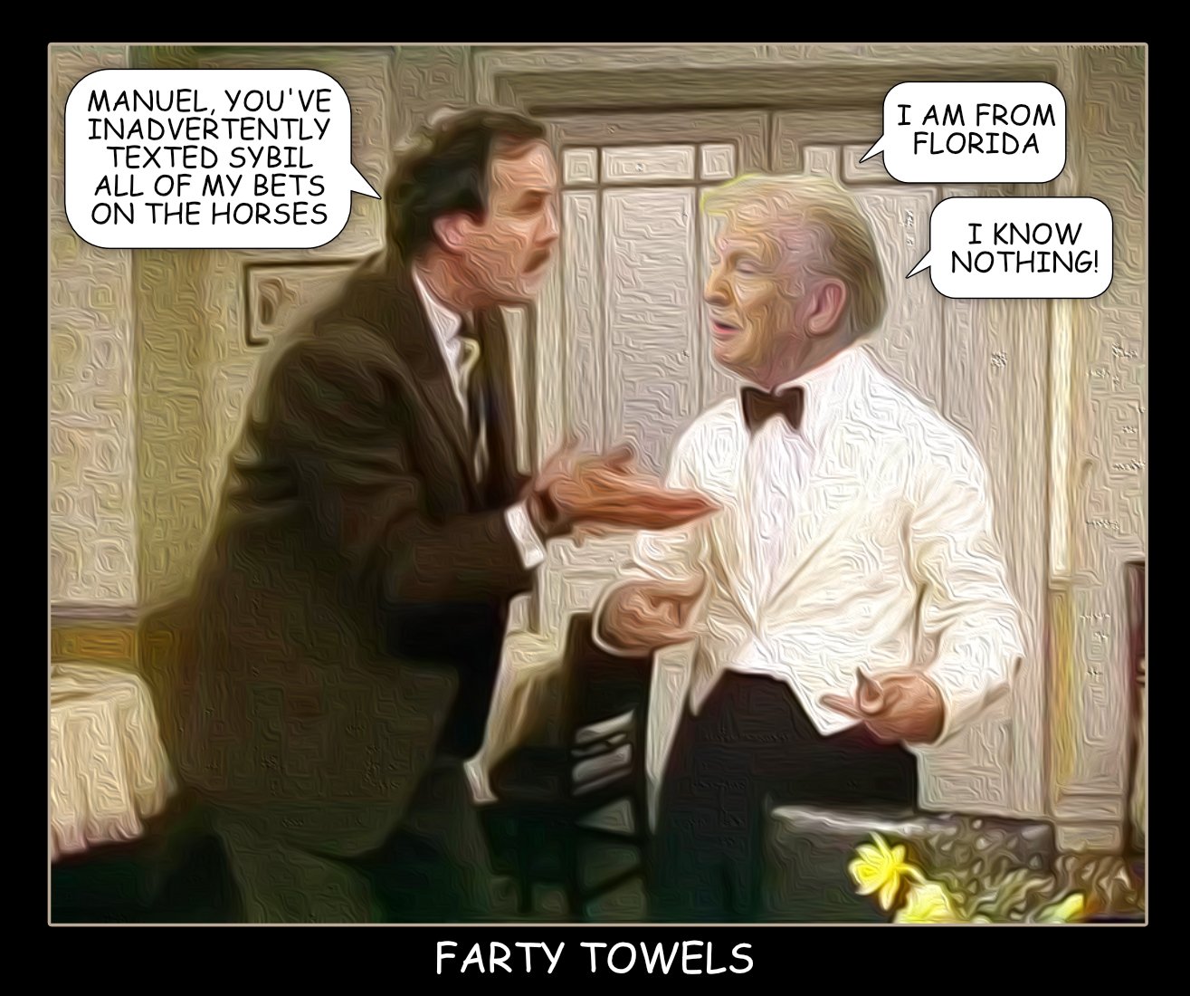 Farty Towels — Polliedom cartoon by Peter Gillies