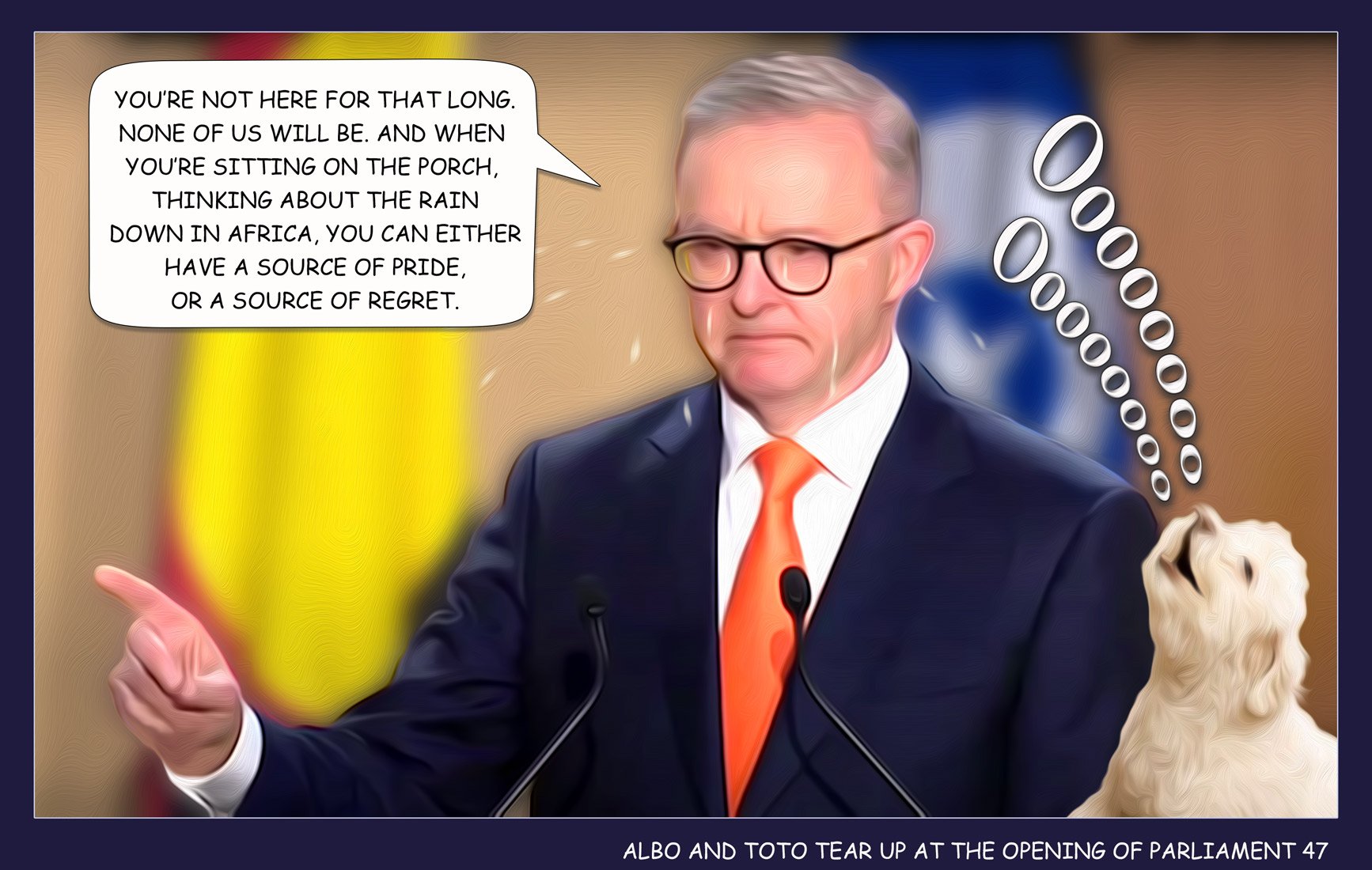 Albo Tears Up — Polliedom cartoon by Peter Gillies