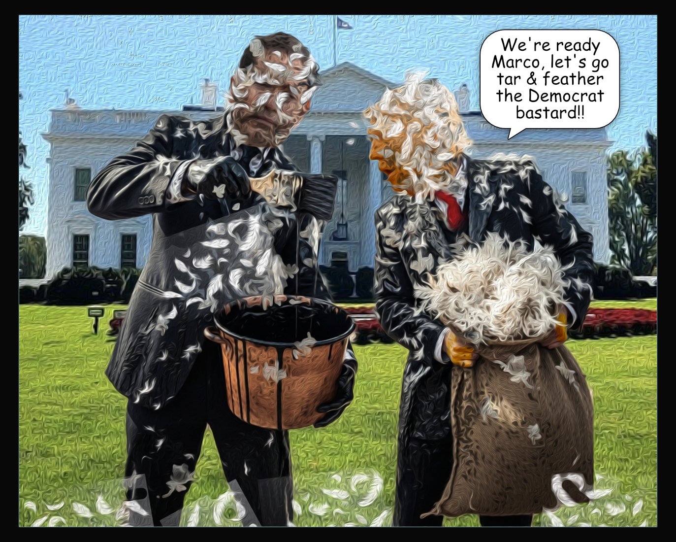 Tar and Feather — Polliedom cartoon by Peter Gillies
